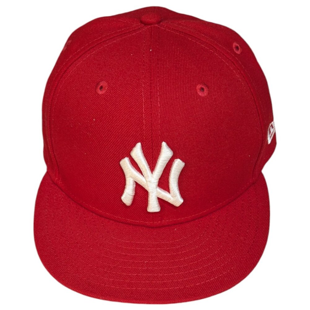 Men's New York Yankees New Era Red White Logo 59FIFTY Fitted Hat - size 7 3/8